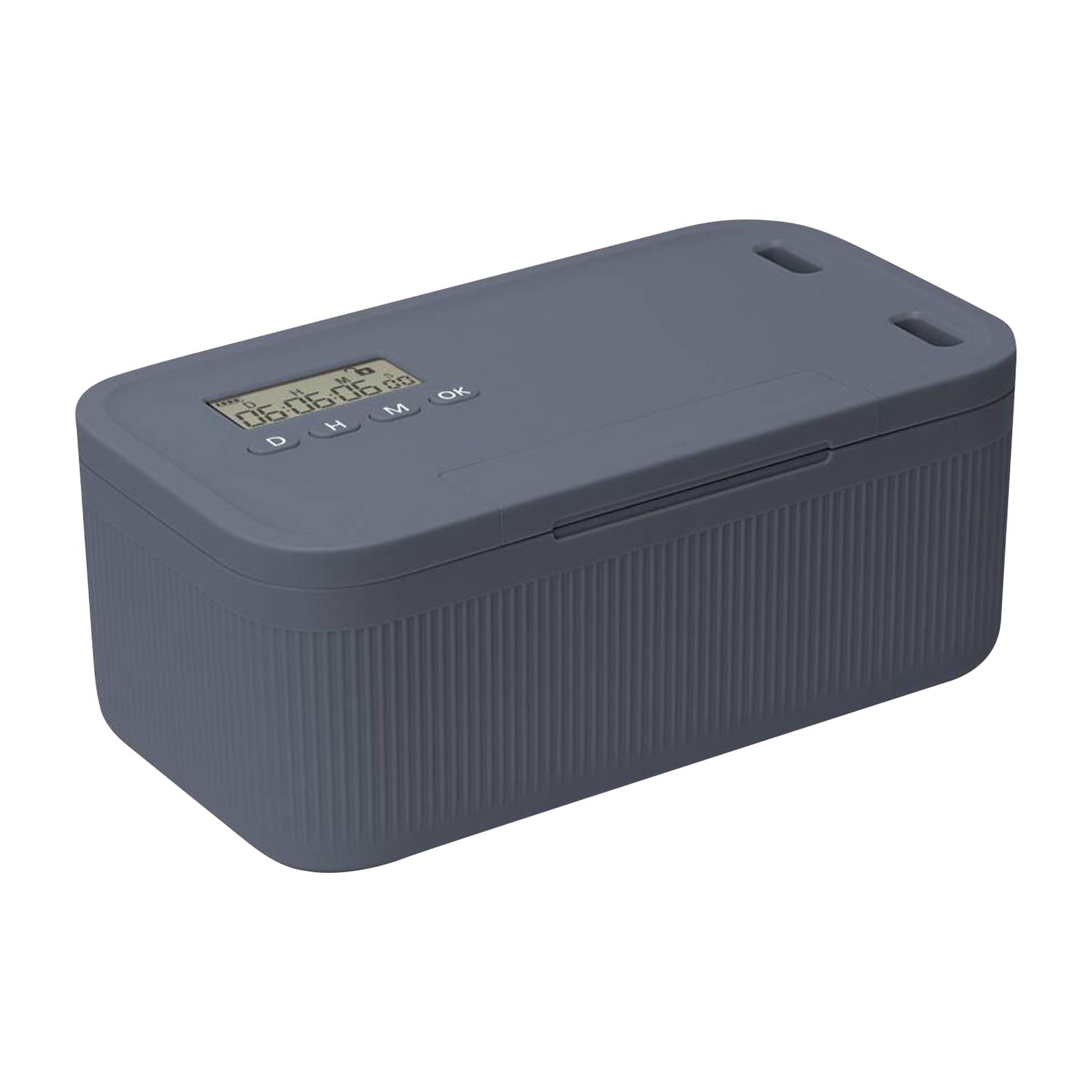 

Multi-Function Electronic Time Lock Box Timer Lock Boxes Personal Items Safe Storage Bins Phones Cigarettes Lockable Container сірий колір