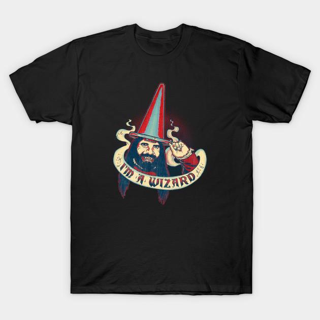 

Men Black Print T-shirt I,M A Wizard Retro What We Do In The Shadows No-Cut Transfer Paper Print Cotton Tshirt S