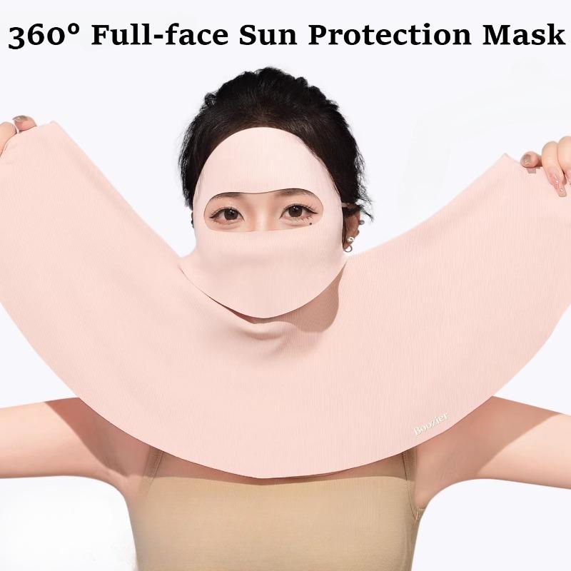 Women Sun Protection Face Mask with Drinking Hole Ice Silk Cooling UV Block Neck Cover for Cycling Outdoor Summer Accessories