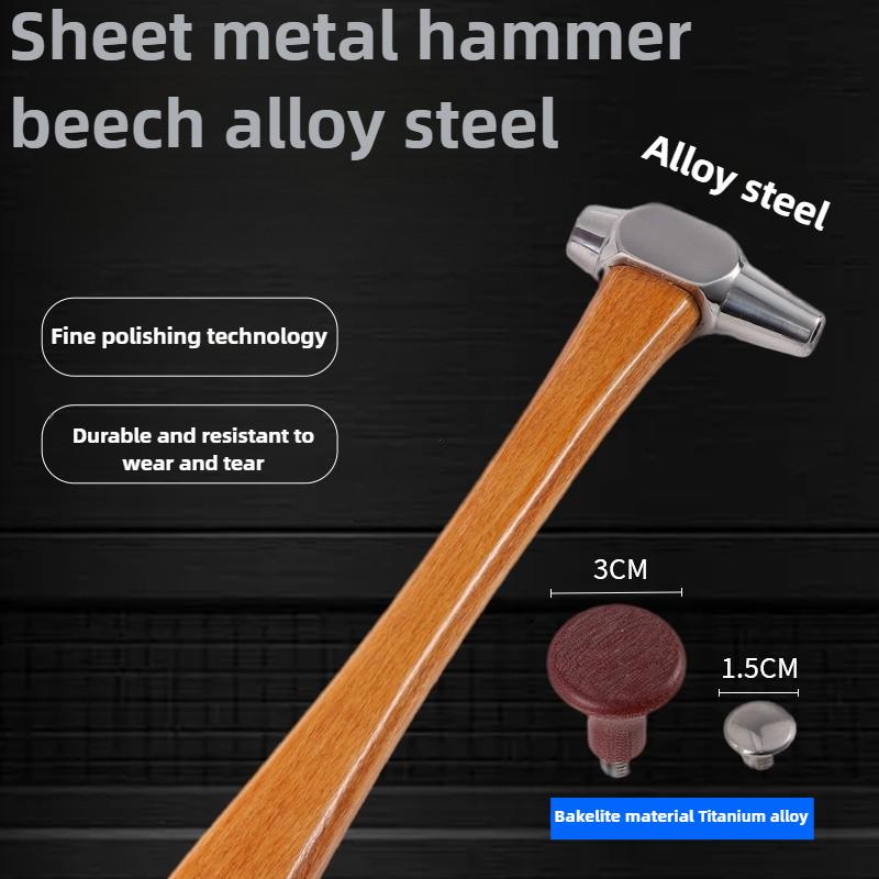 Car Bump Repair Alloy Steel Shaping Hammer Wooden Handle Leveling Hammer Seamless Repair Tool Sheet Metal Repair