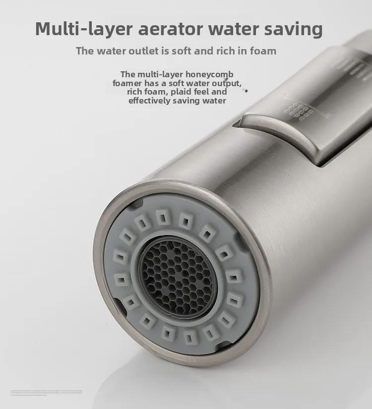 Black Kitchen Faucet Flexible Pull Out 2 Modes Nozzle Hot Cold Water Mixer Tap Deck Mounted Sprayer and Stream SUS 304 Faucets