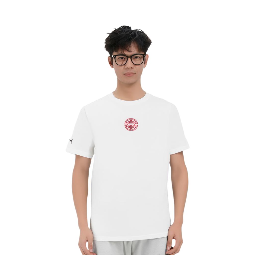 Puma Pattern Design Breathable Skin-Friendly Round Neck Short Sleeve T-Shirt Unisex Tops White 630174-02