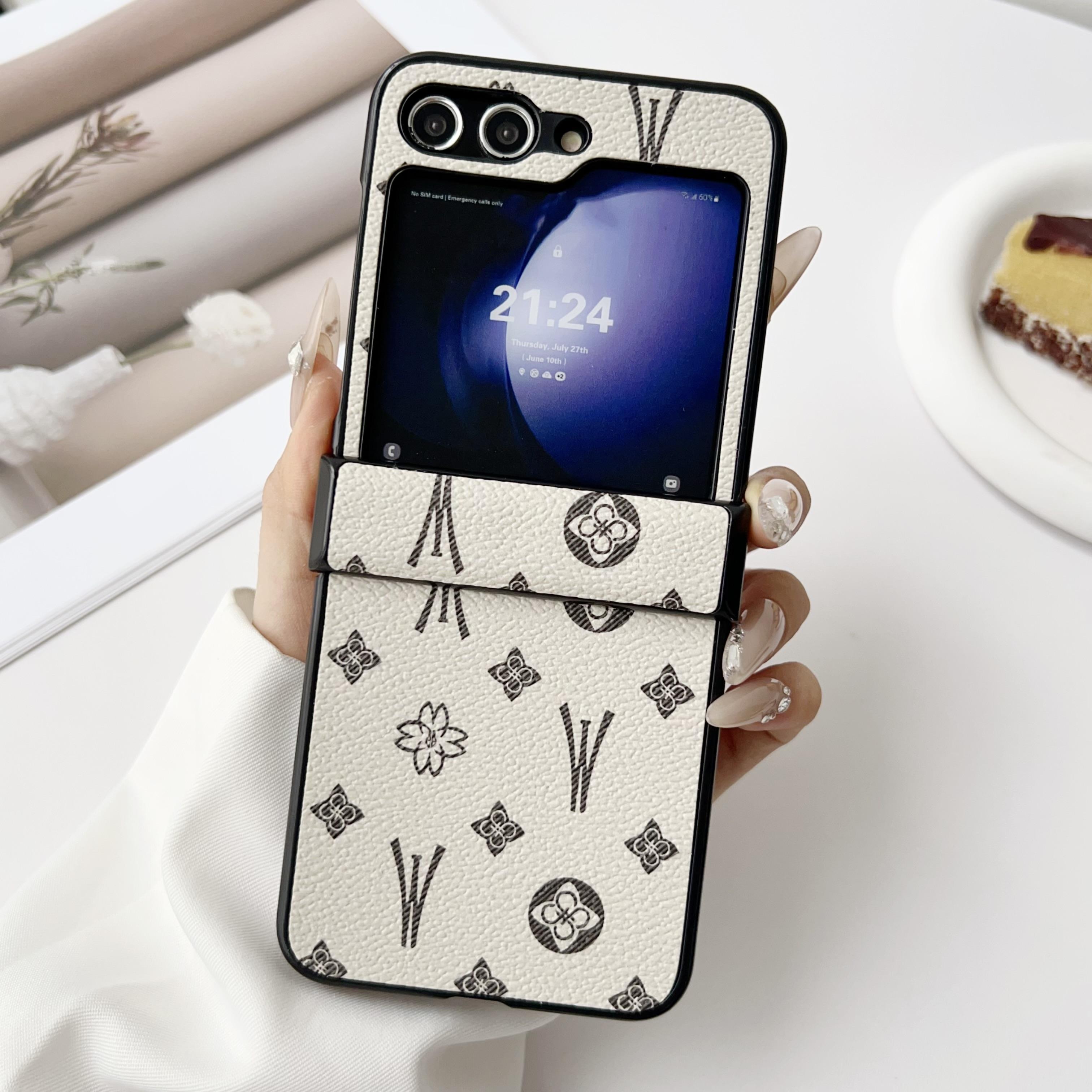 

Роскошный кожаный чехол с узором для телефона Samsung Galaxy Z Flip 7 6 3 4 5 Flip7 Набор из нескольких частей Защитный чехол для шарнира из ПК Galaxy Z Flip5