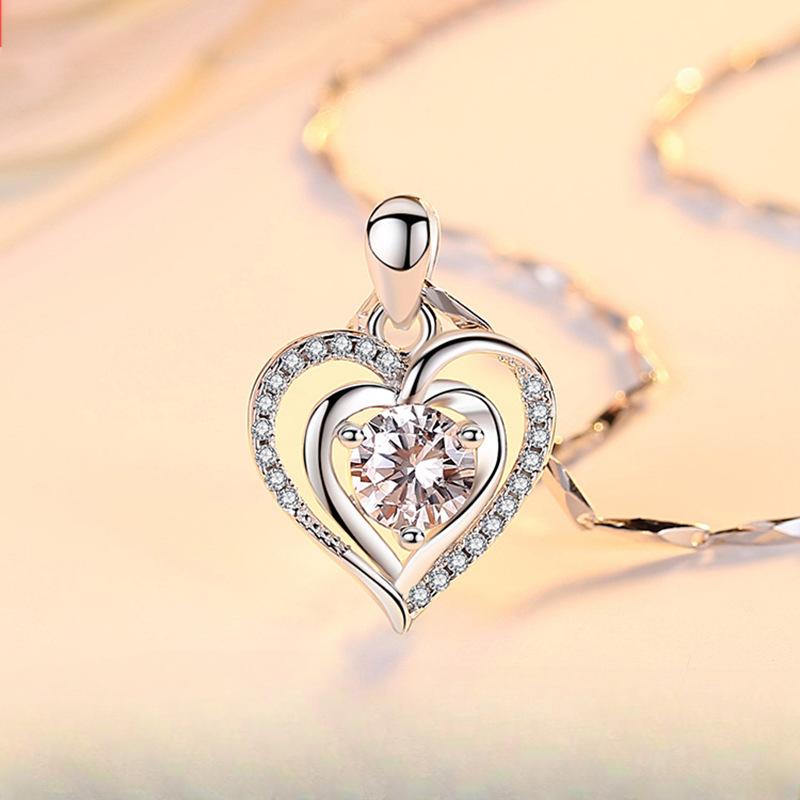999 reines Silber Herz-förmigen Anhänger Halskette Schmuck