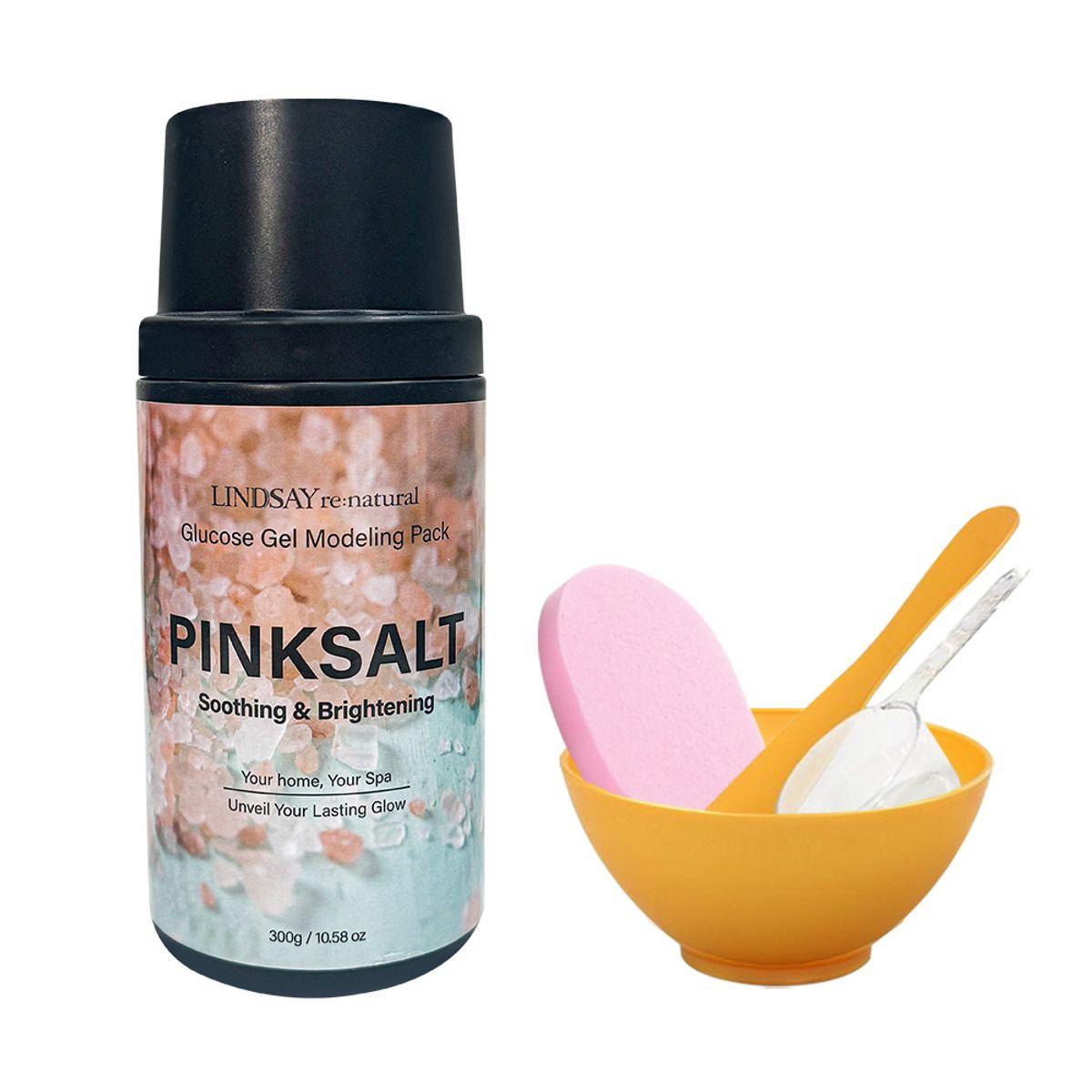 Renatural Pink Salt Modeling Pack 300g + Pack Tools + Cleansing Sponge Gift Home Aesthetic 5-Piece Set