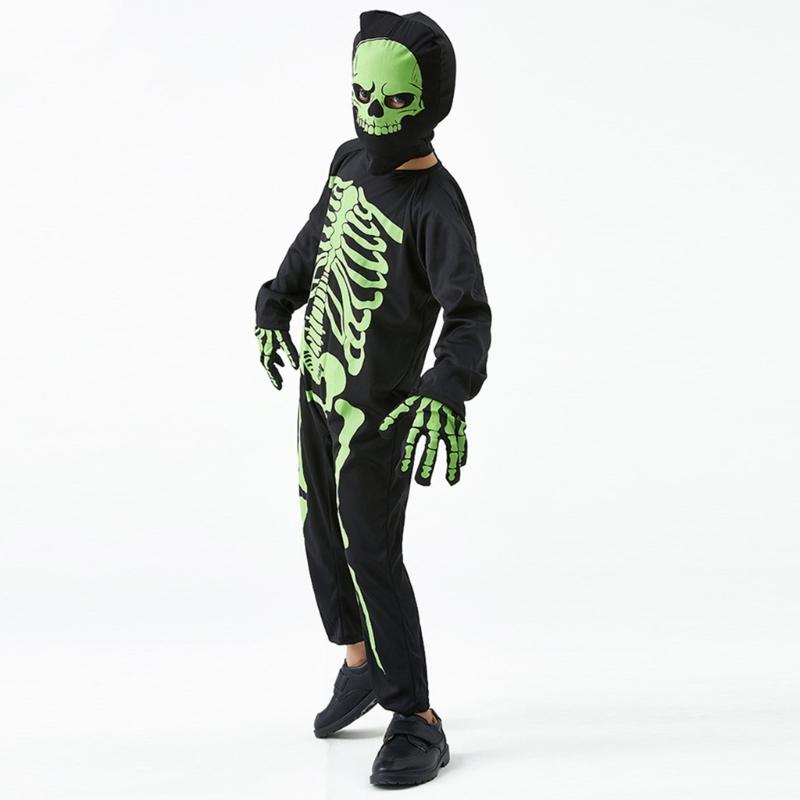 Kids Fancy Dress Up Cosplay Party Bodysuit Role Play Jumpsuit Kids Halloween Costumes Scary Skeleton Costumes for Kids