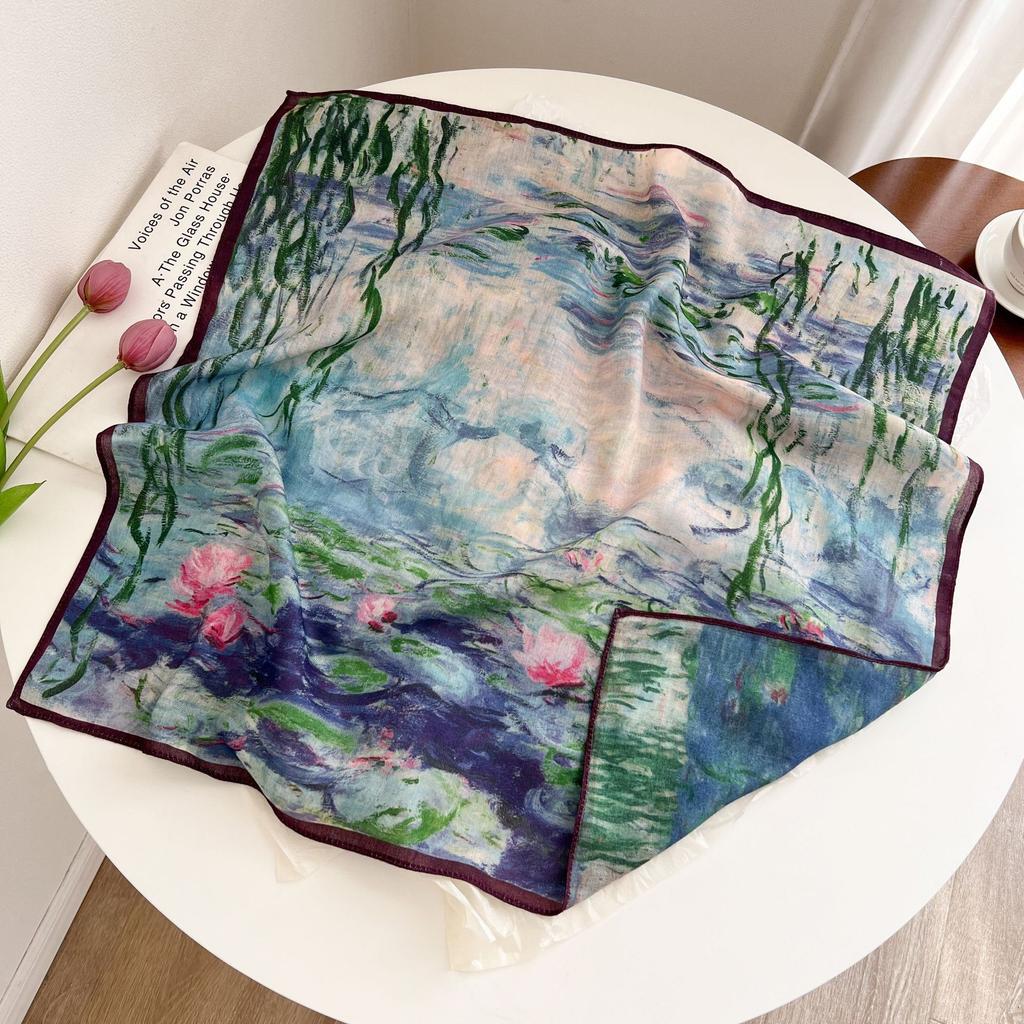 Summer new double-sided velvet scarf air-conditioned room with shawl women travel photo thin sunscreen 61 small square scarf