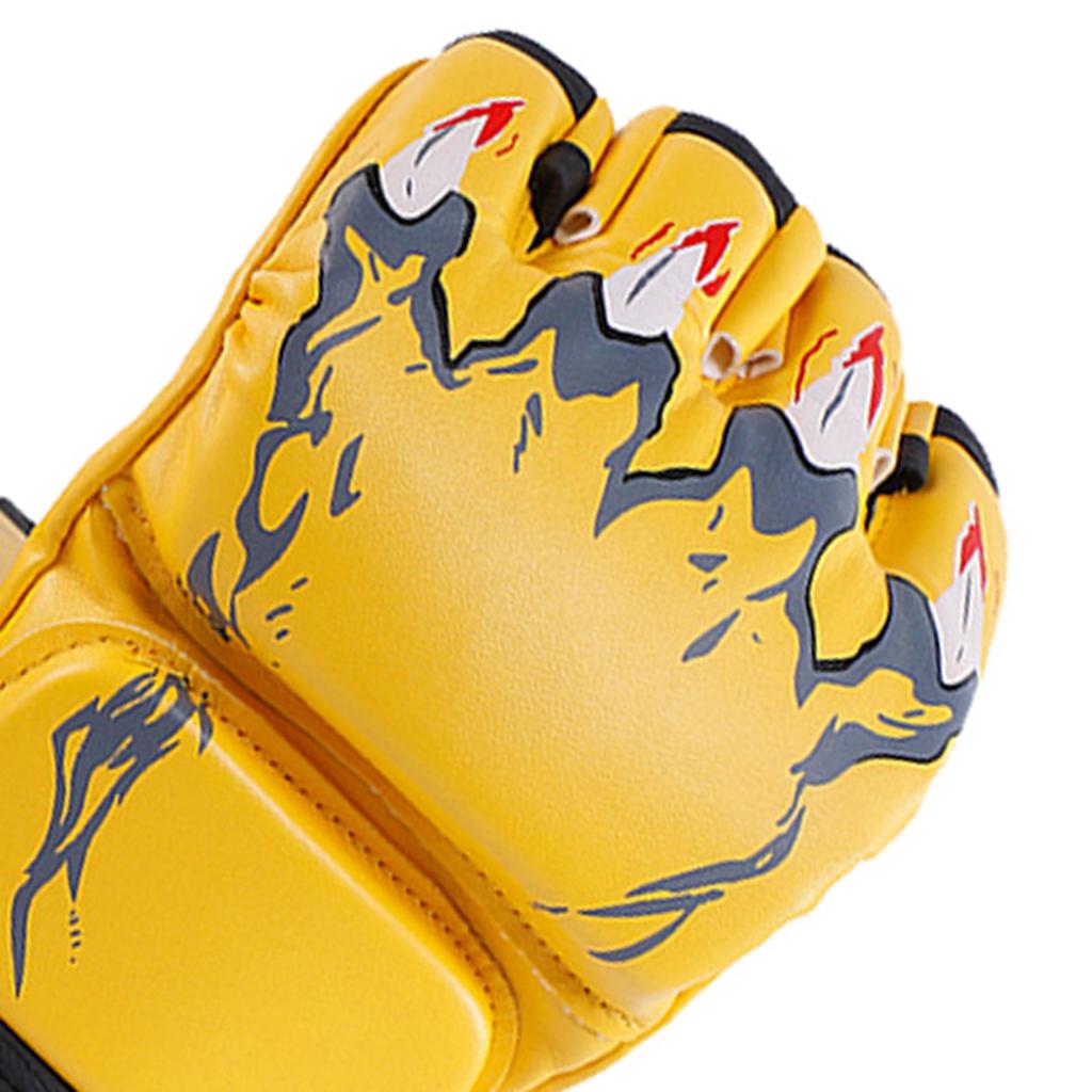 Half Finger Boxing Fight Gloves Half Finger Kickboxing Gloves with Adjustable Wrist Band for Men