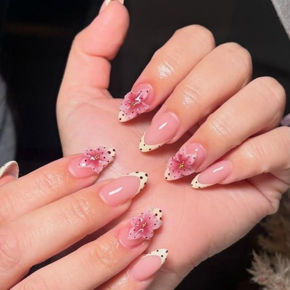 24pcs/set Detachable Press on Nails French Almond Fake Nail Tips New False Nail  Women