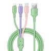 Thickened 3-in-1 Liquid Silicone Charging Cable, Ultra-Long 3A One-to-Three Data Cable