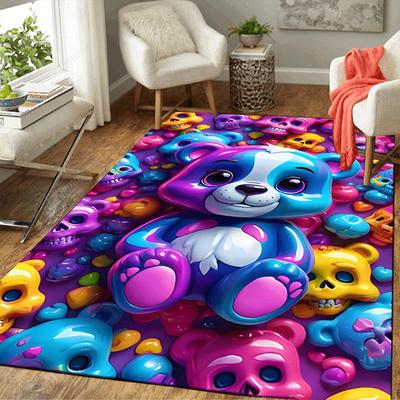1pc Cute Bear Design Area Rug - Soft, Anti-Slip, and Durable Gaming Room Decor for Bedroom