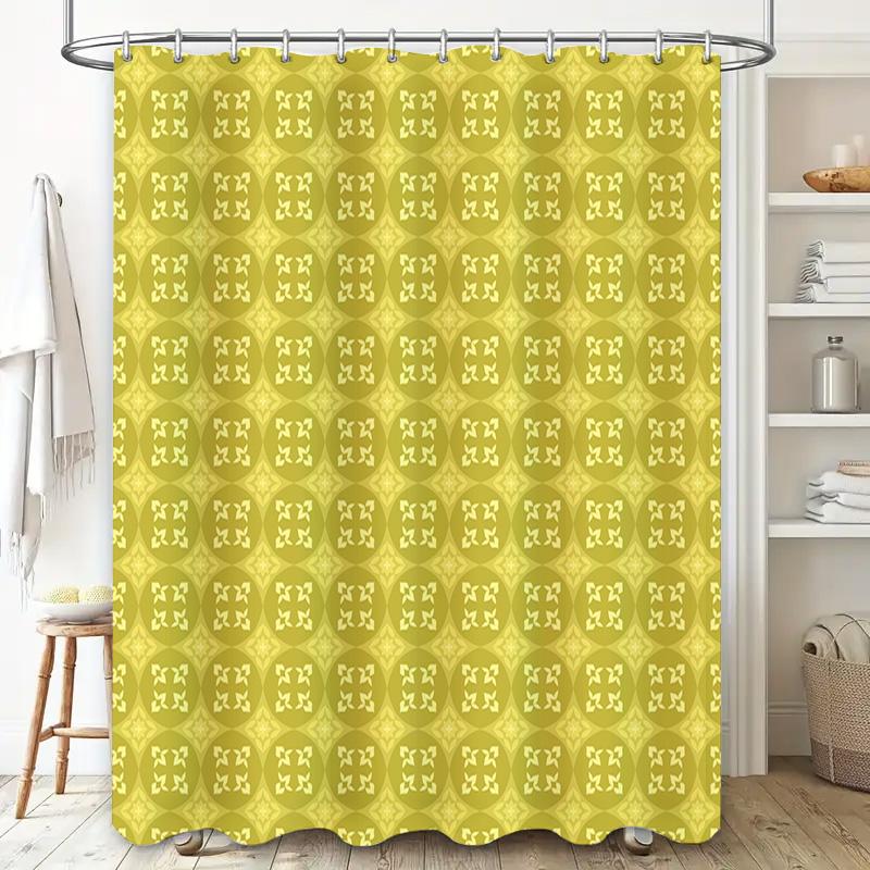 Green Yellow Classic Pattern Waterproof Shower Curtains Bathroom Decoration Home Decorative Liner for Tub Size XXL 180x240cm (70
