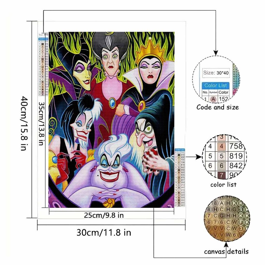 DIY Diamond Painting Villainous Character Cross Stitch Kit Mosaic Art Diamond Painting Full Circle Diamond Home Decoration