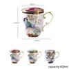 400ml Luxury High-Grade Bone China Chinese Style  Tea Cup with Lid Spoon Ceramic Flower Bird  Mug drinkware Gifts