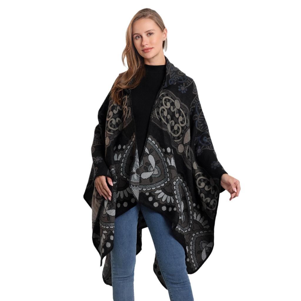 Heiß verkaufter Retro Kapuzenumhang Jacquard Schal Übergröße Kalter Umhang für Männer und Frauen