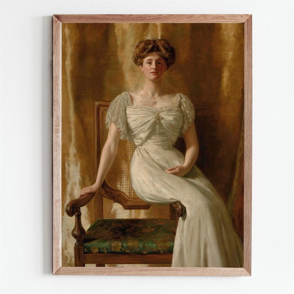 Victorian Woman Portrait Prints Antique and Elegant Victorian Woman Print Poster 19th Century Woman Canvas Painting Decoration 21X30CMNo Framed