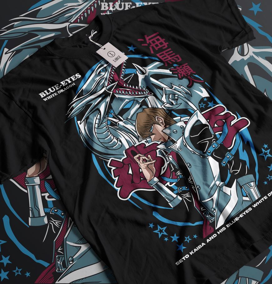 Seto Kaiba Shirt Blue Eyes White Dragon Anime Tshirt Yu Gi Oh Tee YuGiOh T-shirt XXXL