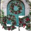 Weihnachtskranz Dekorationen für Haustür mit Beeren Tannenzapfen Kiefernnadel Türkranz für Zuhause Wand Fenster Veranda