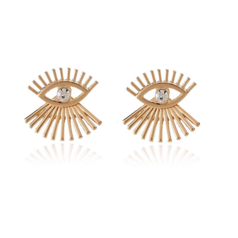 European  American Fashion Rhinestone Crystal Eyelash Stud Earrings