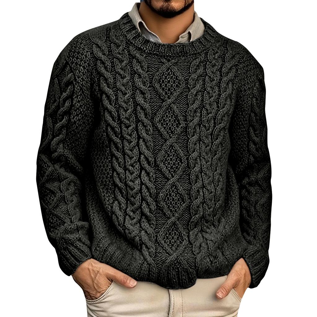 Fashionable Casual Round Neck Pullover Long Sleeved Men's Knitted Sweater