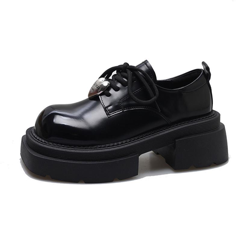 

Niche square head British style platform loafers women s spring 2025 new Korean lace-up thick heel single shoes 2025 35