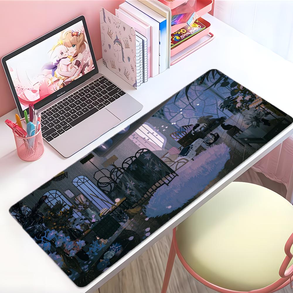 Cute Natural Art Green Plant Cat Mouse Pad Large Thick Desk Pad Stitched Edges Gaming Mouse Mat For Pc