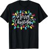 Merry Christmas Lights Xmas Family Matching Pajama Men Women T- Shirt