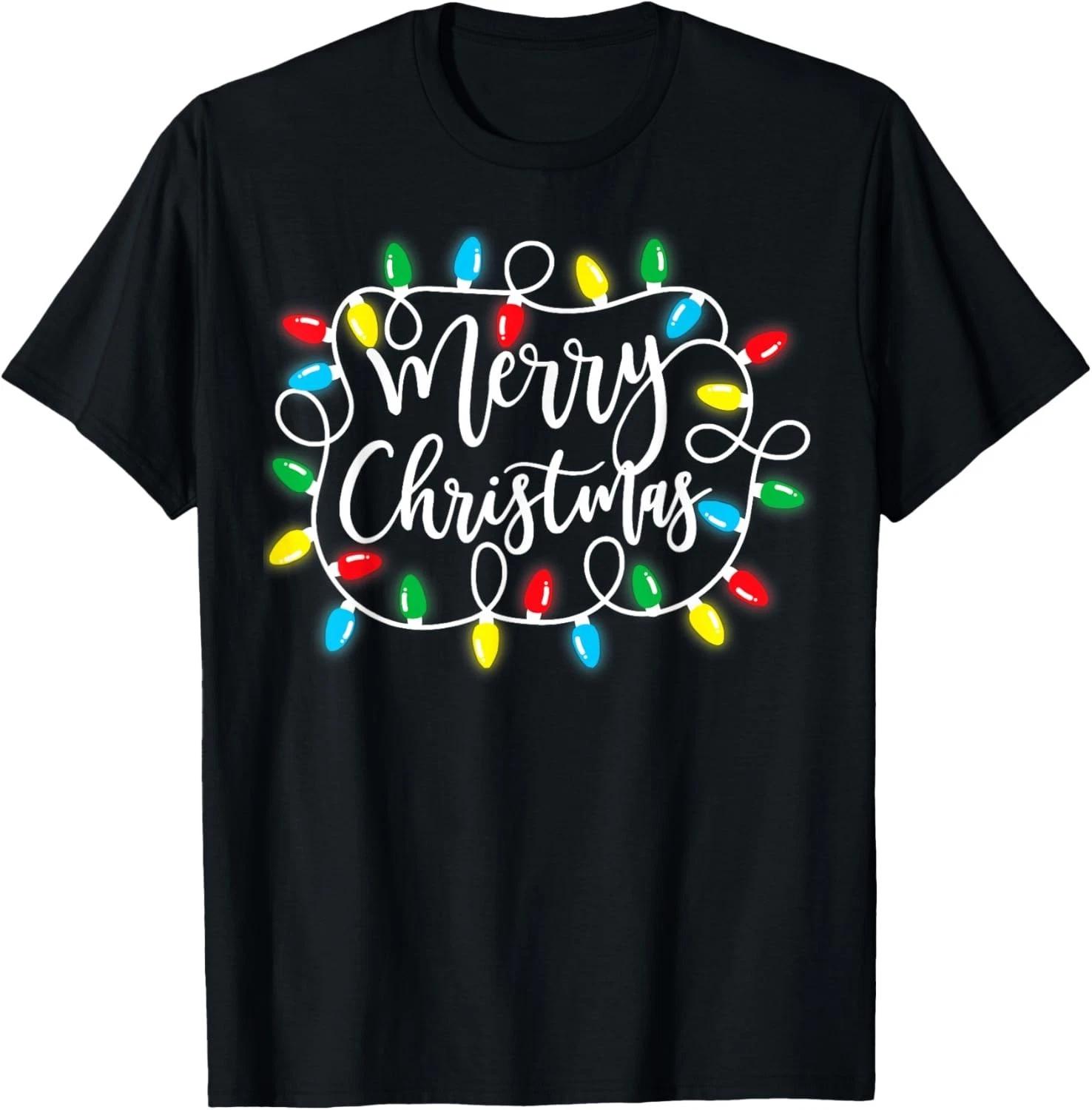 Merry Christmas Lights Xmas Family Matching Pajama Men Women T- Shirt S