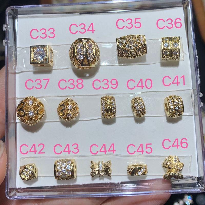 

DIY Jewelry Micro Inlaid With Drill Zircon Loose Beads Spacer Flower Holder round Beads Woven Carrying Strap Modified Beaded Accessories Bead Bracelet C34