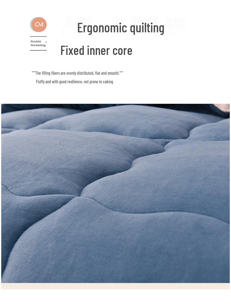 Solid Color Milk Velvet Winter Quilt with Flannel & Lambswool Core - Thick Warm Mattress Topper