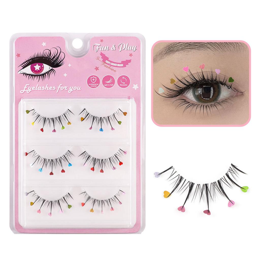 Transparent Stem False Eyelashes Decorative Eyelashes Barbie Comic Eyes 3 Pairs Stage Party Eyelashes