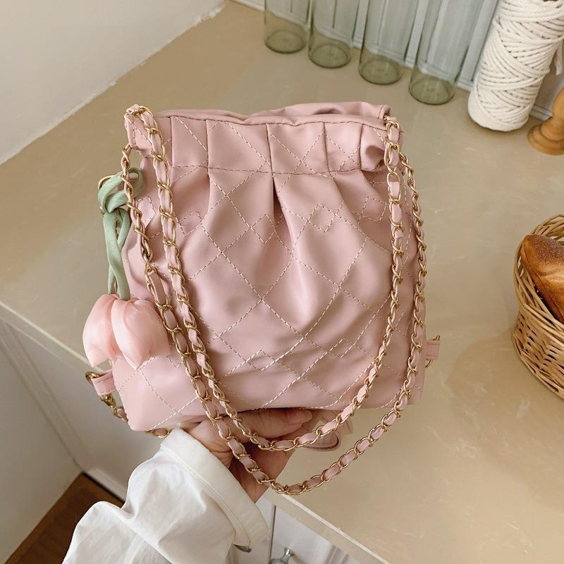 Women's bag 2 diamond new fashion versatile trend solid color embroidery thread shoulder chain bag backpack