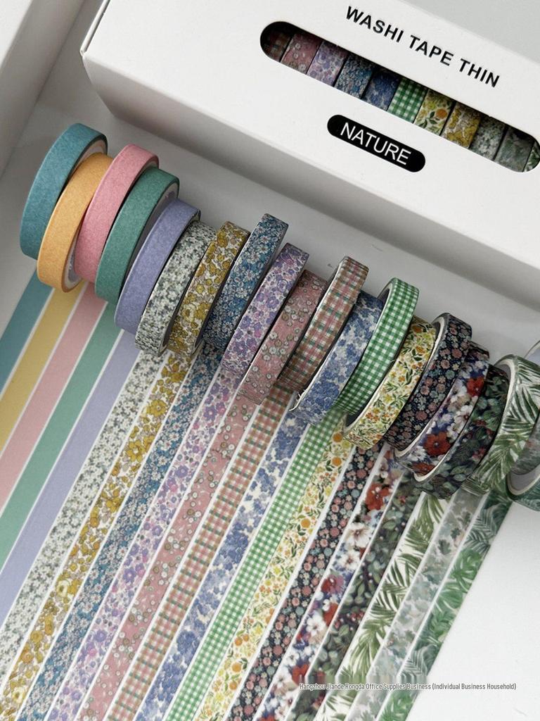 20-Roll Retro Washi Tape Set for Journals and DIY Crafts, Divider Line, Colorful Stickers