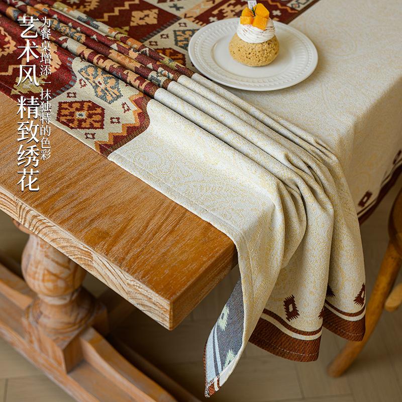 Atmospheric Tablecloth Hemming Embroidered Lace Living Room Kitchen Rectangular Non-Slip Decorative Cover Cloth Dining Table Mat