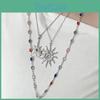 Sun Pendant Necklace With Tassel And Star Shape For Women Elegant Style