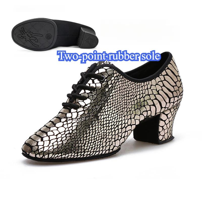 Women's Lady's Girl's Indoor Outdoor Oxford Leather Upper Chunky Heel Sneaker Heel High Ballroom Modern Latin Dance Shoes