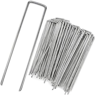 50Pcs U-Shaped Garden Ground Nails 2.5mm Thick Galvanized Steel Rust Proof Stakes For Weed Fabric Tent Lawn 10/15/20cm