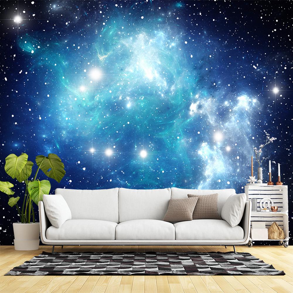 Vesmírná tapeta Modrá hvězdná obloha Nástěnné malby Hvězdy Vesmírná galaxie Tapeta