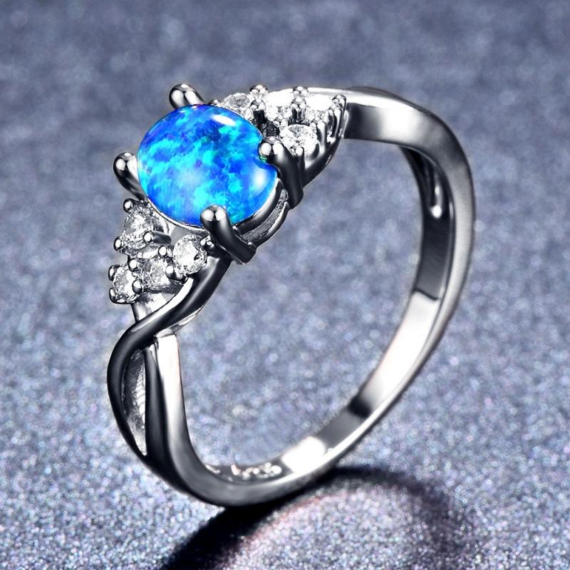 

Summer new retro platinum oval edge figure eight ring in style personality ring no. 10 синій