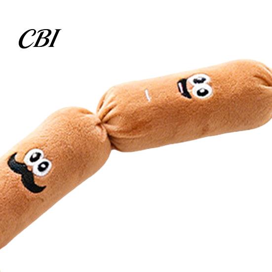 Noise-making Dog Toy Squeaky Plush Toy, Long Sausage Shape Chew with BB Sound, Built-in Squeaker Durable Bite Resistant for Small Medium Dogs,