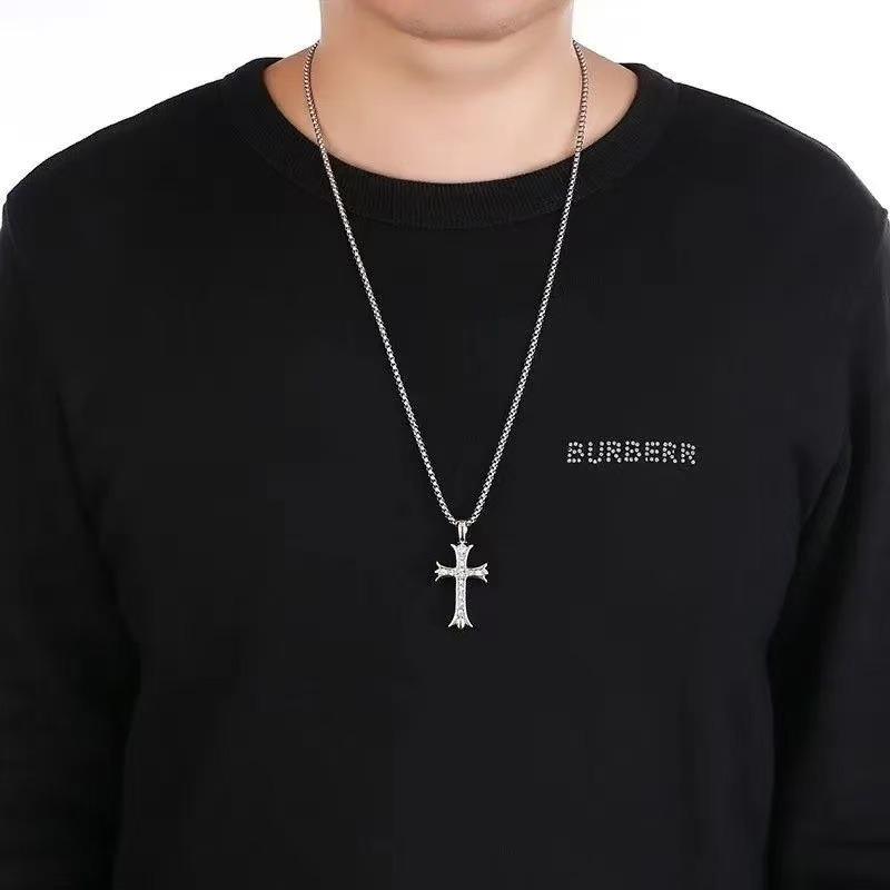 

Accessories Personalized niche Croxin cross necklace Simple and versatile micro-inlaid pendant Men s and women s accessories