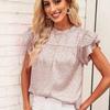 Summer New Fashion Leopard Printed Casual Shirts Women Summer Tops Flying Sleeve Slim Fit Casual Blouse for Women Elegant Solid Pullover Shirt 26626