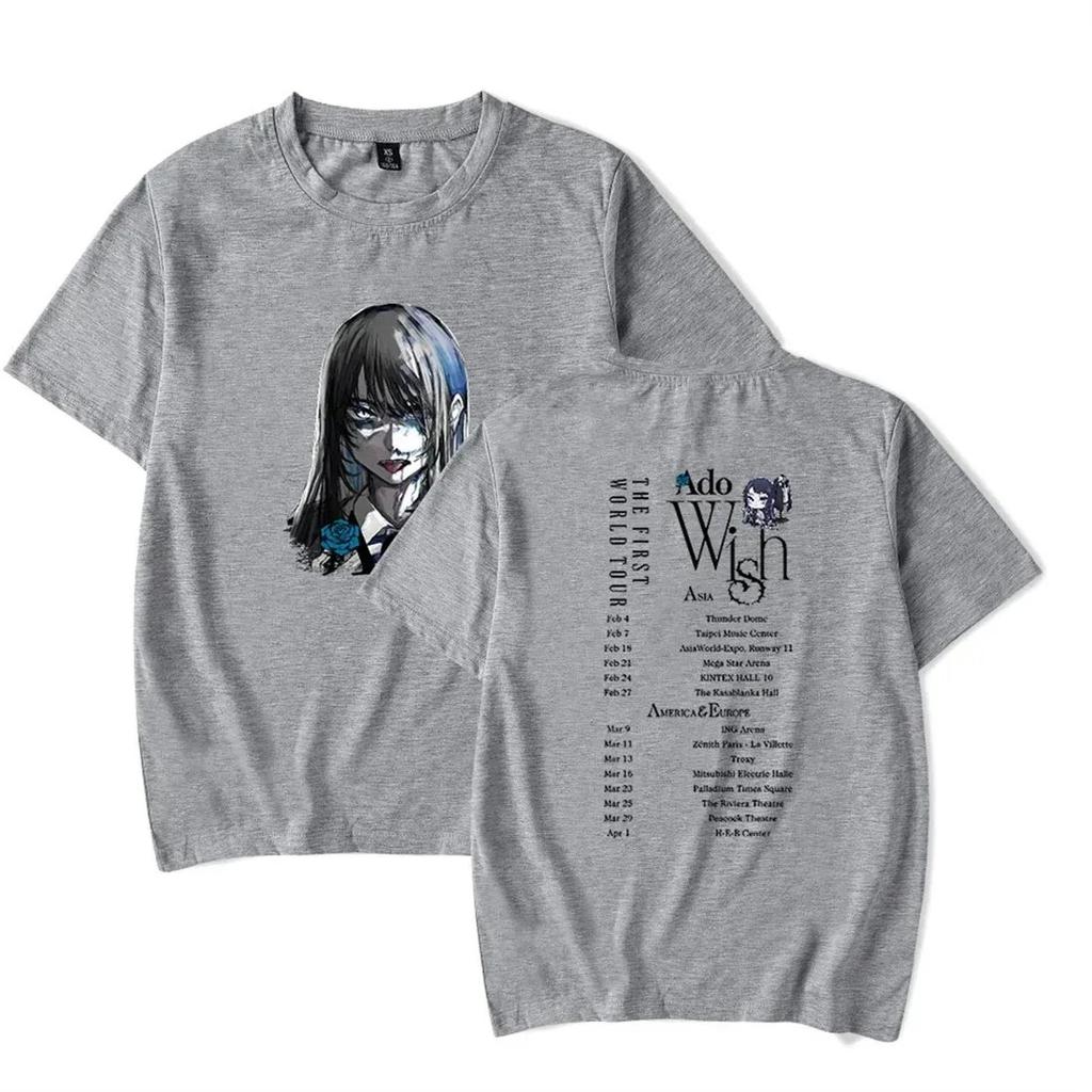 Blue Rose Ado First Wish World Tour Koszulka Japoński Trend Muzyczny Męska Damska Czysta Bawełna Koszulka Prezent dla Fana