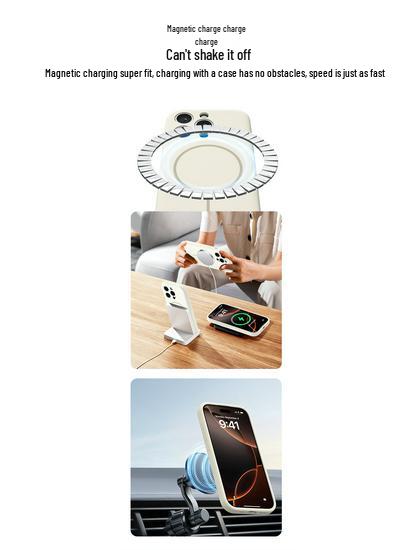 Custodia Magnetica in Silicone a 16 Pulsanti per iPhone 15 Pro Max con Design Lenti a Filo