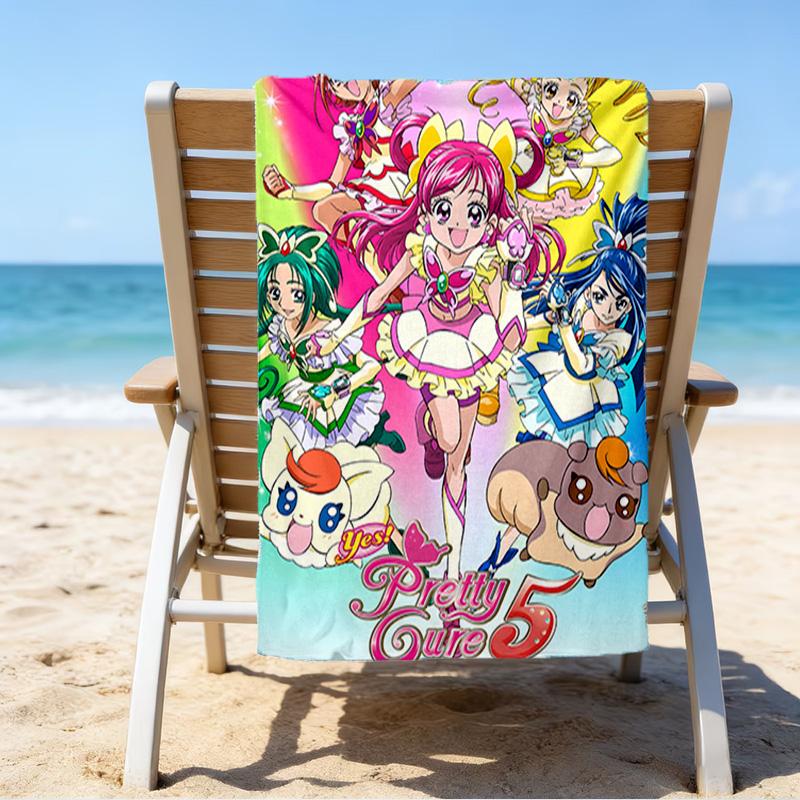 1pc Pretty Cure2 Beach Towel, Beach and Seaside Swimming Pool Equipment, Fashion Pattern, Rectangular, Travel Essentials