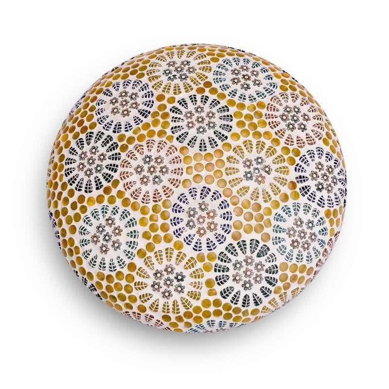 Coloured Flower Design Yellow Coloured Mosaic Glass Ceiling Light