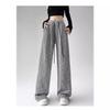 Gestreifte Hose mit weitem Bein Drapierte Hose für Damen Frühling und Herbst Neu Hochtailliert Schlankmachende Bodenlange Hose Locker Gerade Bein Freizeithose