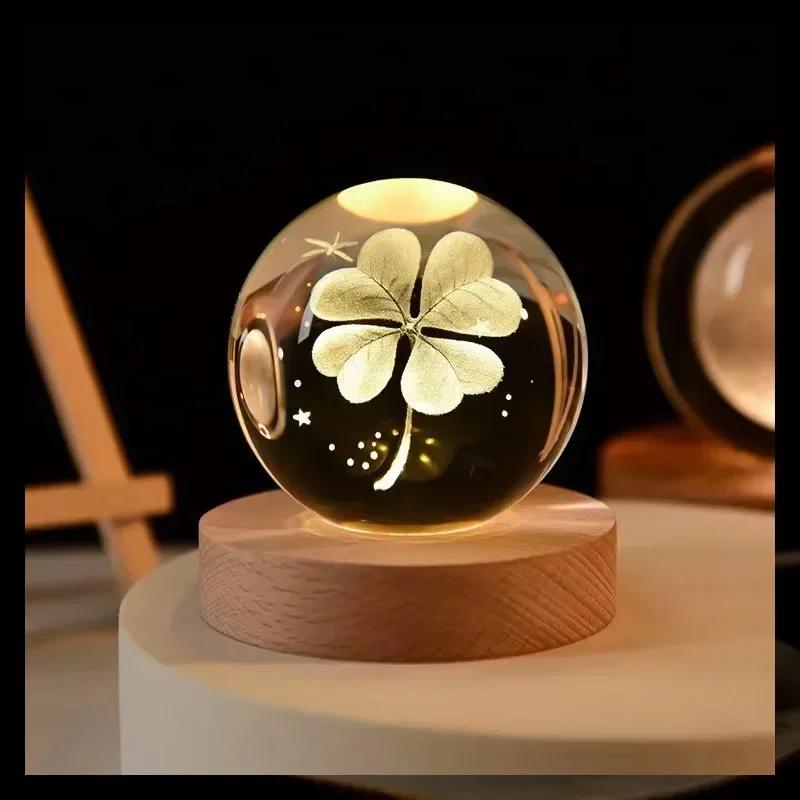 3D-Kristalllichter-Lampe, leuchtendes Planeten-Galaxie-Nachtlicht, Kristallkugel-Nachtlichter, Nachttischlampe, Heimdekoration, Weihnachtsgeschenk