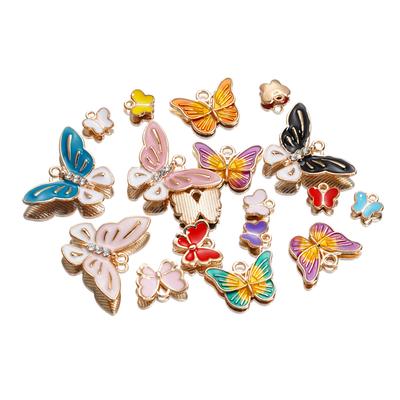 4Pcs/Lot 4 Styles Alloy Metal Drop Oil Butterfly Charms Animal Pendant For DIY Bracelet Necklace Jewelry Making Accessories