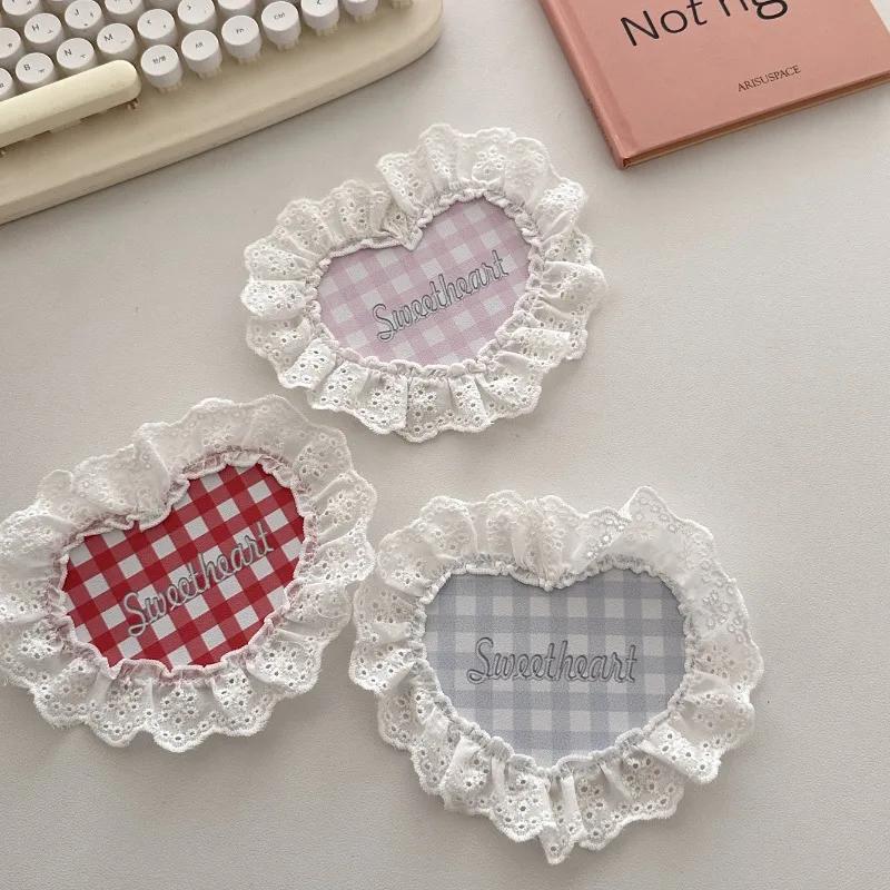 Heart Shaped Lace Coasters Sweetheart Plaid Cup Mats Multi Purpose Drink Coaster Tableware Decoration Kitchens Accessories Gifts